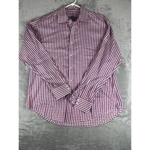Robert Graham Men's Size Medium Red Geometric Check Long Sleeve Shirt Flip‎ Cuff